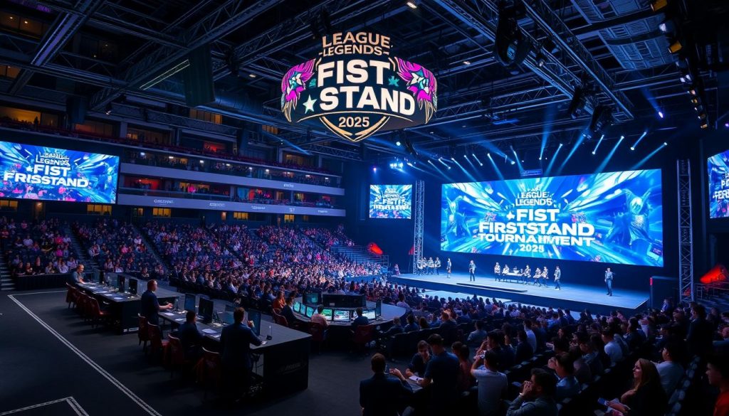 Арена турнира First Stand 2025 в Сеуле с логотипом киберспорт League of Legends 2025